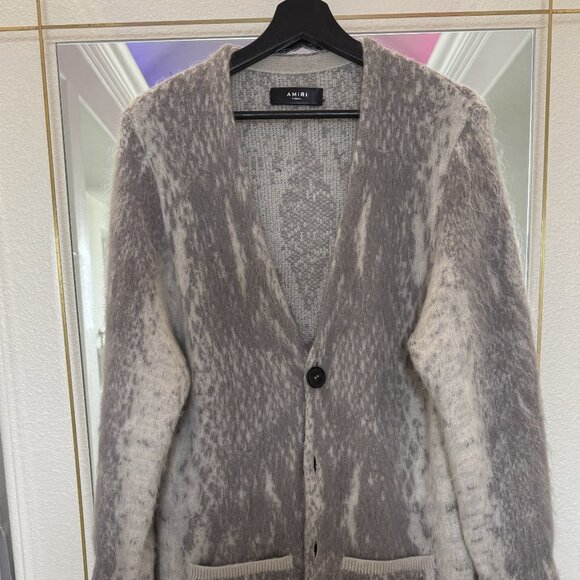 AMIRI Wool and Cashmere Blend V-Neck Cardigan - Picture 6 of 12
